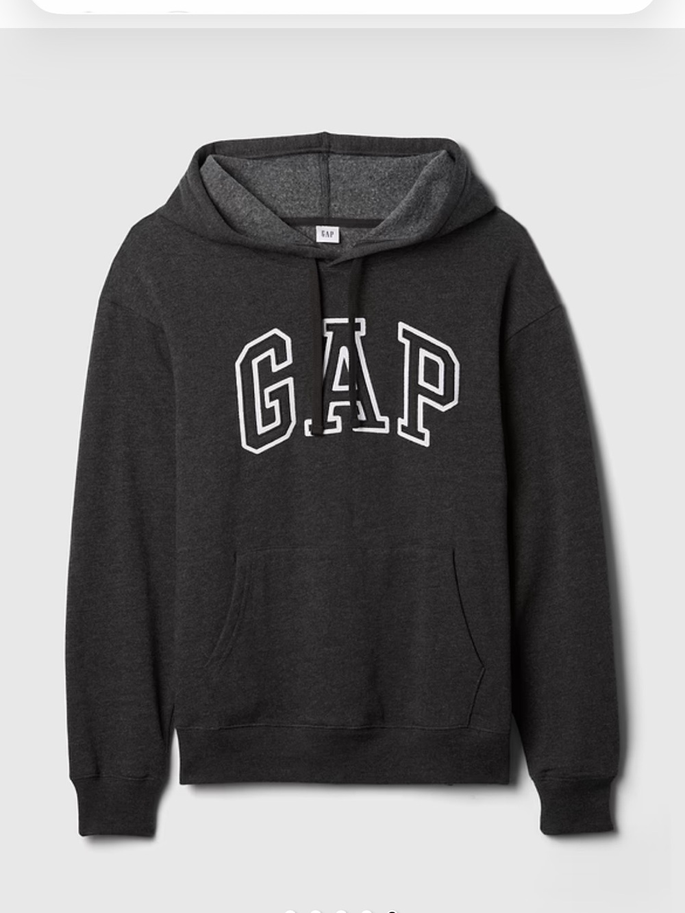 GAP Dark Charcoal Pullover Hoodie with White Logo